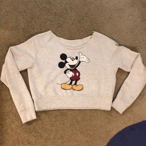 Gray crop Mickey small sweatshirt- urban outfitters